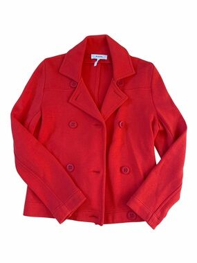 Rodier Paris orange Double-Breasted Wool Blend Peacoat blazer